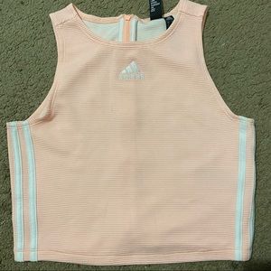 Pink Adidas Crop Top With Zipper